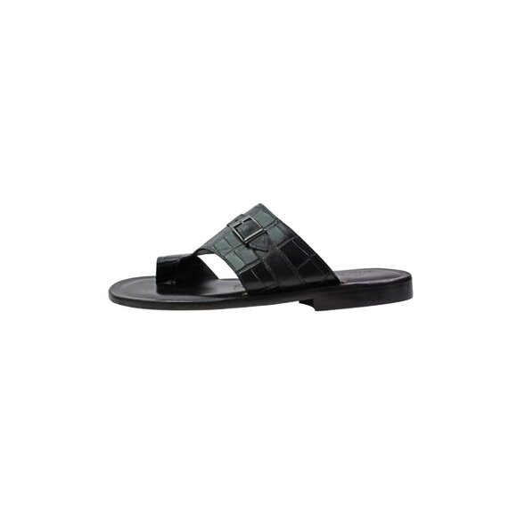 Angelo Black Men’s Italian Leather Sandals Shoes main image 4